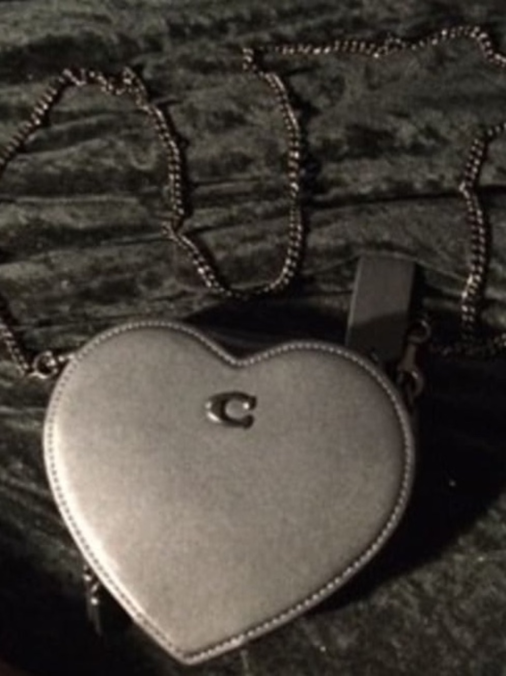 Coach Heart Crossbody Bag Silver Metallic